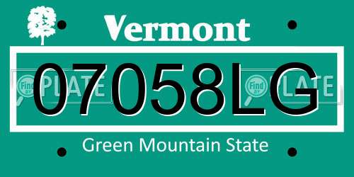 07058LG Vermont License Plate