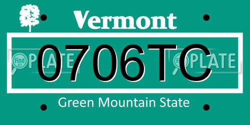 0706TC Vermont License Plate