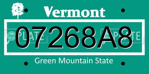 07268A8 Vermont License Plate