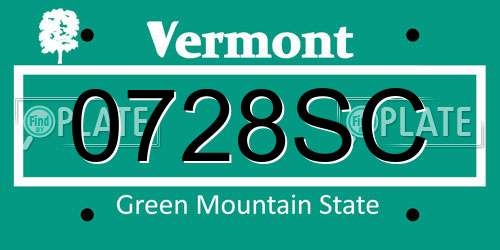 0728SC Vermont License Plate