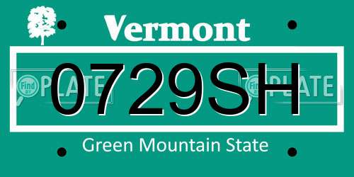 0729SH Vermont License Plate