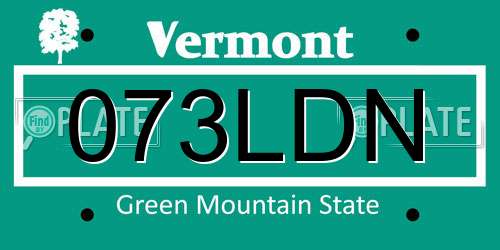 073LDN Vermont License Plate