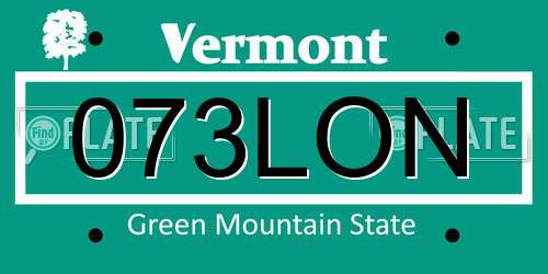 073LON Vermont License Plate
