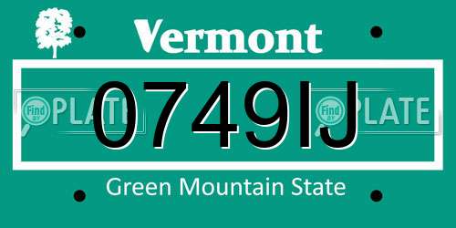 0749IJ Vermont License Plate