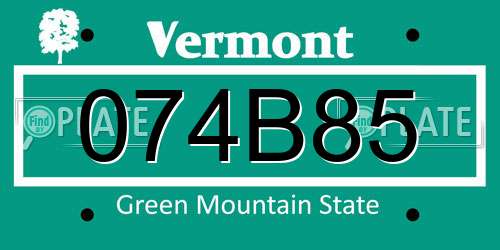 074B85 Vermont License Plate