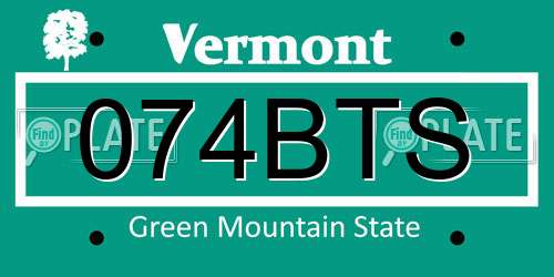 074BTS Vermont License Plate