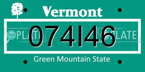 074I46 Vermont License Plate
