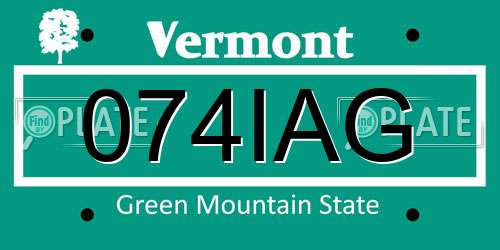 074IAG Vermont License Plate