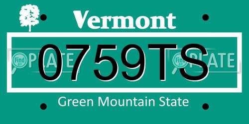 0759TS Vermont License Plate