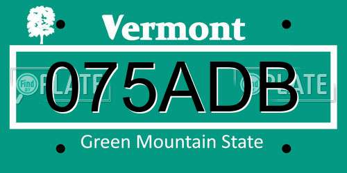 075ADB Vermont License Plate