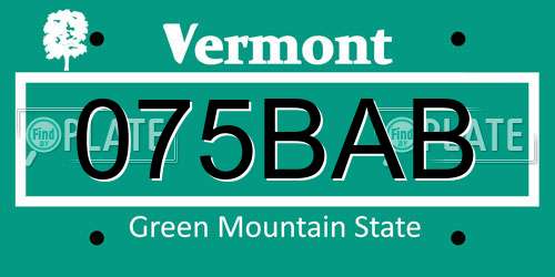 075BAB Vermont License Plate