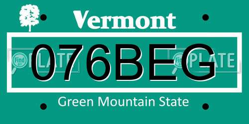 076BEG Vermont License Plate