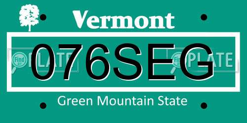 076SEG Vermont License Plate