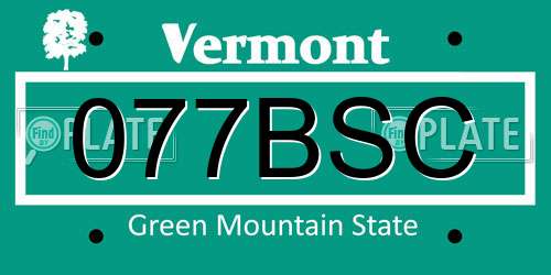 077BSC Vermont License Plate