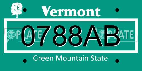 0788AB Vermont License Plate