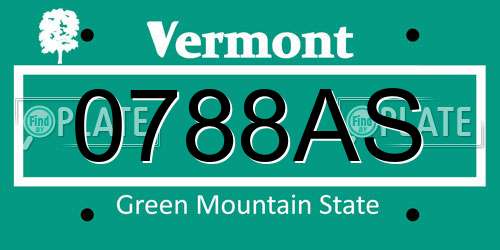 0788AS Vermont License Plate
