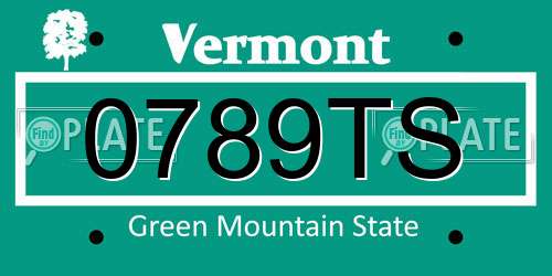 0789TS Vermont License Plate