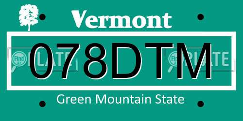 078DTM Vermont License Plate