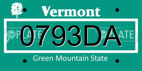 0793DA Vermont License Plate