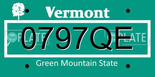 0797QE Vermont License Plate