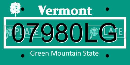 07980LG Vermont License Plate