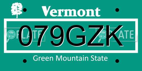 079GZK Vermont License Plate