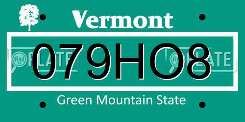 079HO8 Vermont License Plate