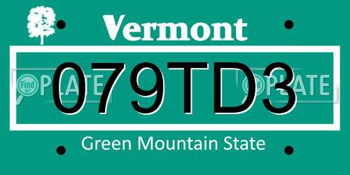 079TD3 Vermont License Plate