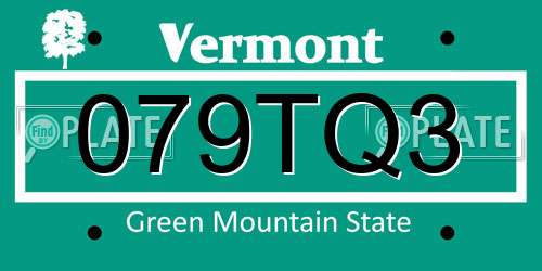 079TQ3 Vermont License Plate