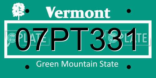 07PT331 Vermont License Plate