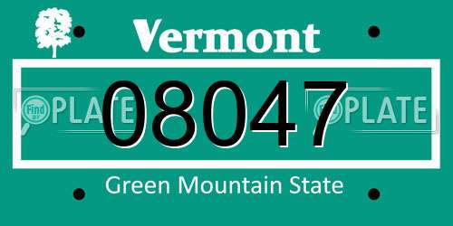 08047 Vermont License Plate