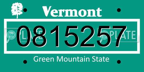 0815257 Vermont License Plate