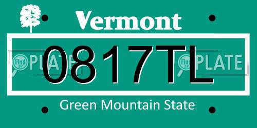 0817TL Vermont License Plate