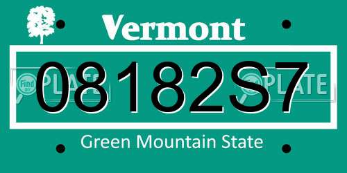08182S7 Vermont License Plate