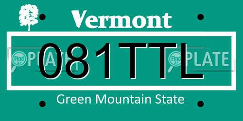 081TTL Vermont License Plate