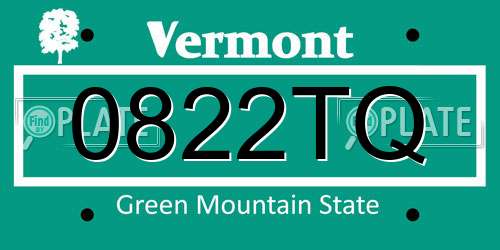 0822TQ Vermont License Plate