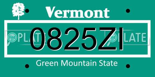 0825ZI Vermont License Plate
