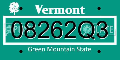 08262Q3 Vermont License Plate