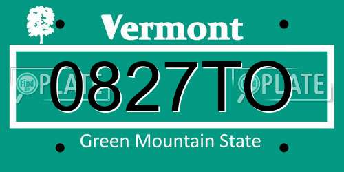 0827TO Vermont License Plate