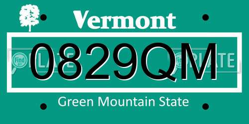 0829QM Vermont License Plate
