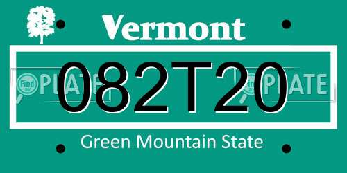 082T20 Vermont License Plate