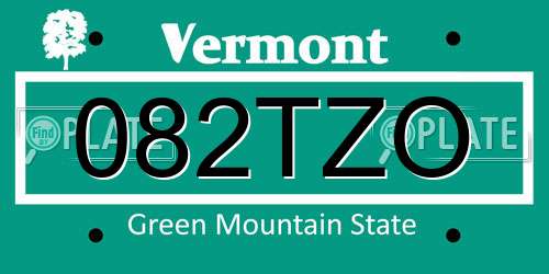 082TZO Vermont License Plate