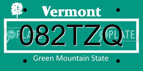 082TZQ Vermont License Plate