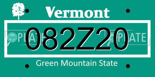 082Z20 Vermont License Plate