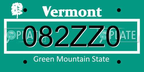 082ZZ0 Vermont License Plate
