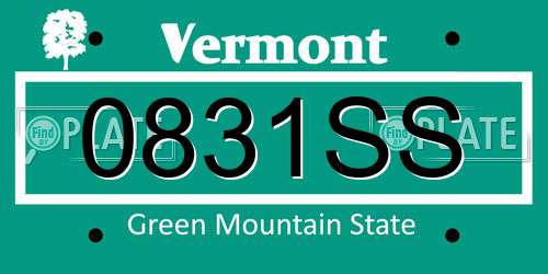 0831SS Vermont License Plate