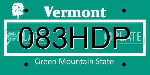 083HDP Vermont License Plate