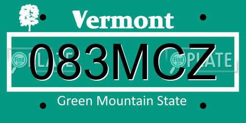 083MCZ Vermont License Plate