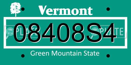 08408S4 Vermont License Plate