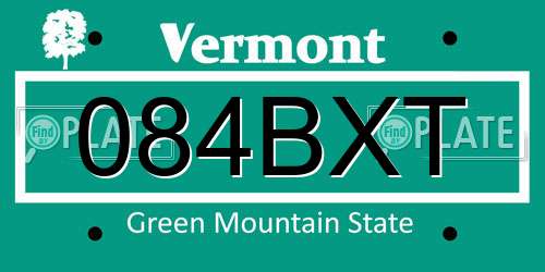 084BXT Vermont License Plate